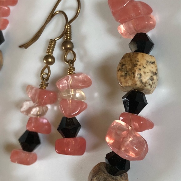 SOLD Jewelry Set-Necklace & Earrings-Cherry Quartz - Picture 4 of 7